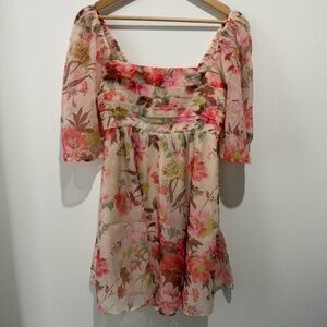 Abercrombie & Fitch Floral Pink & Green Mini Dress